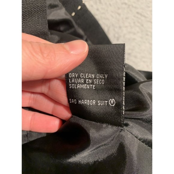Vintage Sag Harbor Pants Suit Black Short Sleeves Lined Elastic Size 8 Polyester - Picture 8 of 16